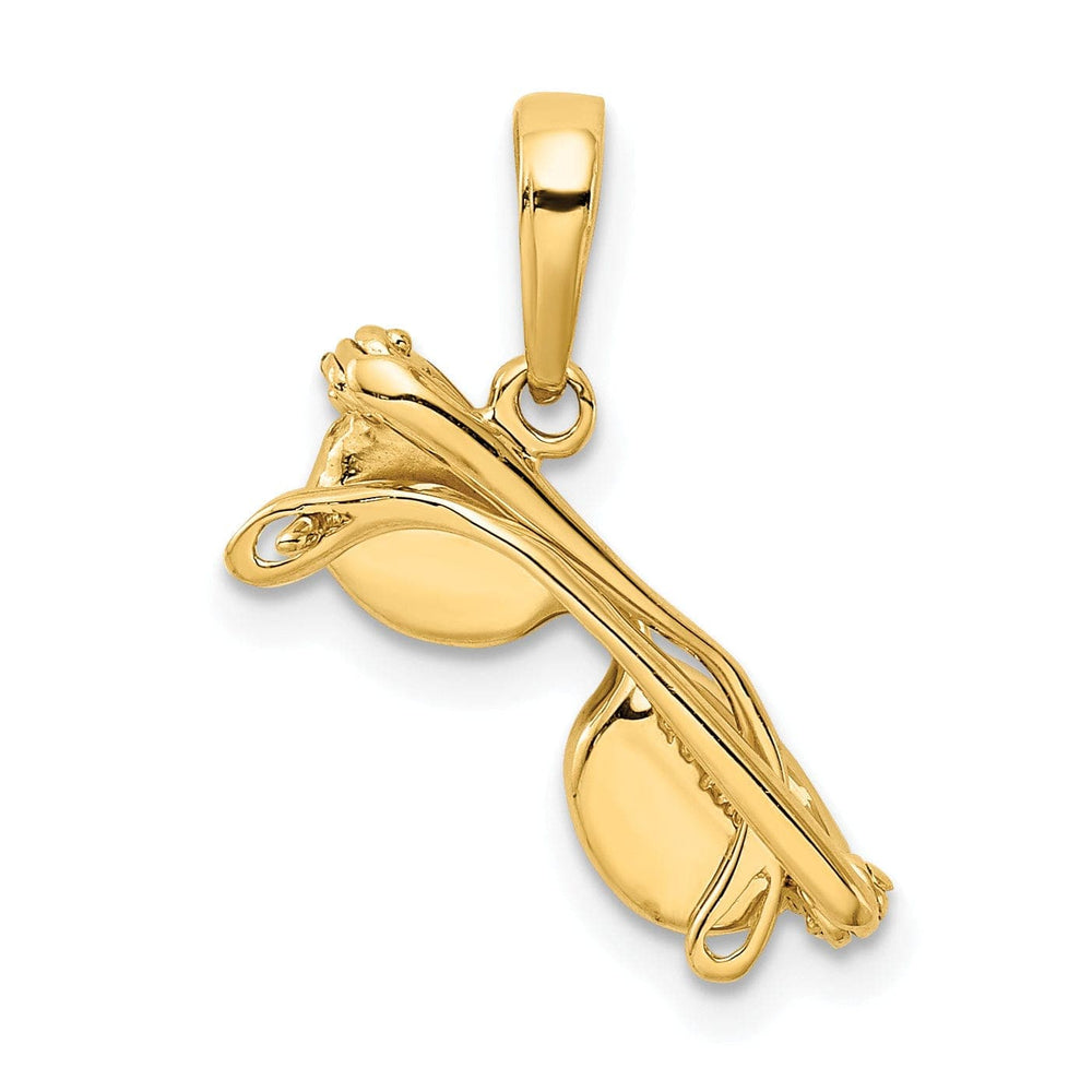 Lovely Rita's Pendants & Charms 14k Yellow Gold Solid Polished Finish 3-Dimensional Black Enameled Moveable Sunglasses Charm Pendant