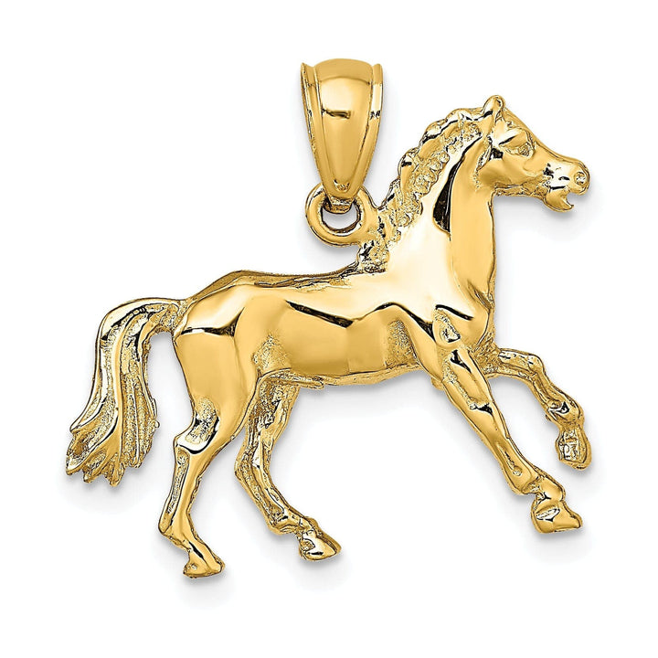 Lovely Rita's Pendants & Charms 14K Yellow Gold Solid Polished Finish 3-Dimensional Horse Charm Pendant