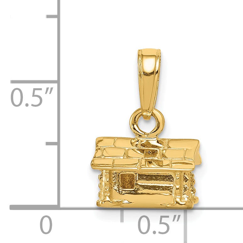 Lovely Rita's Pendants & Charms 14k Yellow Gold Solid Polished Finish 3-Dimensional Log Cabin Charm Pendant