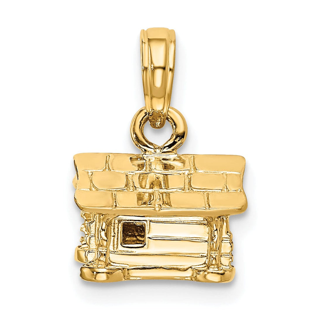 Lovely Rita's Pendants & Charms 14k Yellow Gold Solid Polished Finish 3-Dimensional Log Cabin Charm Pendant