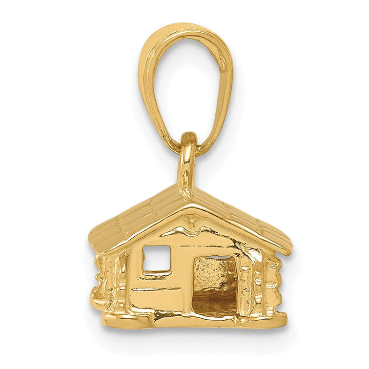 Lovely Rita's Pendants & Charms 14k Yellow Gold Solid Polished Finish 3-Dimensional Log Cabin Charm Pendant