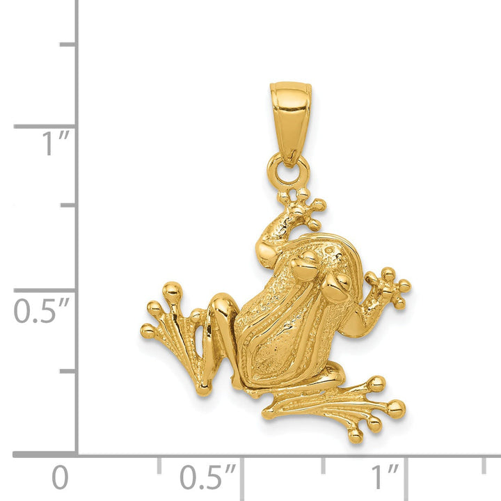 Lovely Rita's Pendants & Charms 14k Yellow Gold Solid Polished Finish 3-Dimensional Moveable Frog Charm Pendant