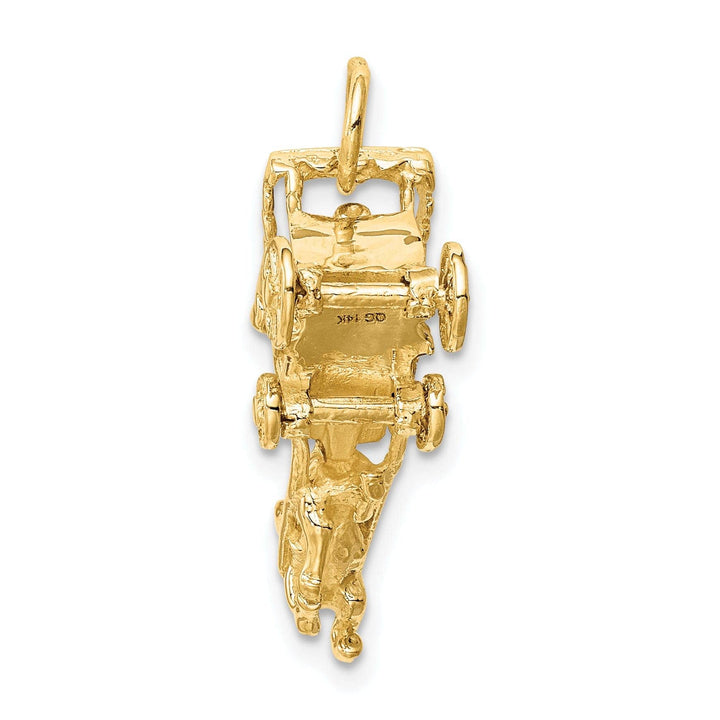 Lovely Rita's Pendants & Charms 14k Yellow Gold Solid Polished Finish 3-Dimensional Moveable Horse and Carriage Charm Pendant