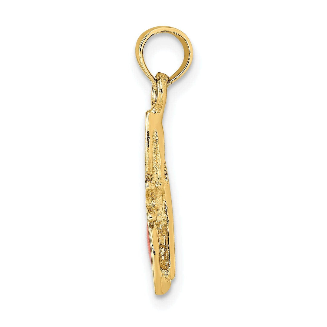 Lovely Rita's Pendants & Charms 14k Yellow Gold Solid Polished Finish 3-Dimensional Orange Enameled Butterfly Design Sunglasses Charm Pendant