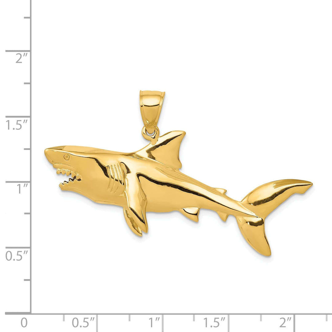 Lovely Rita's Pendants & Charms 14K Yellow Gold Solid Polished Finish 3-Dimensional Shark Charm Pendant