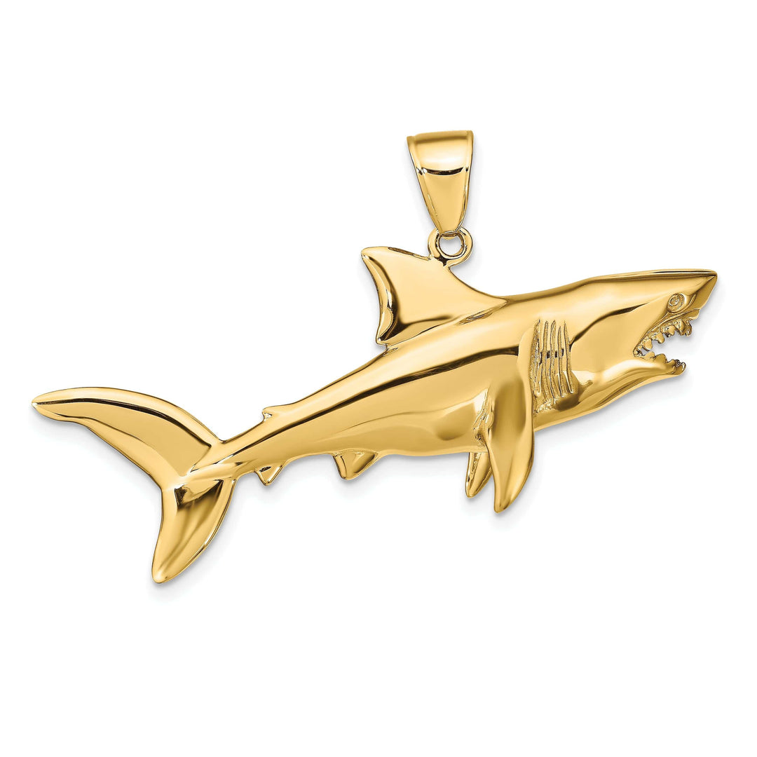 Lovely Rita's Pendants & Charms 14K Yellow Gold Solid Polished Finish 3-Dimensional Shark Charm Pendant