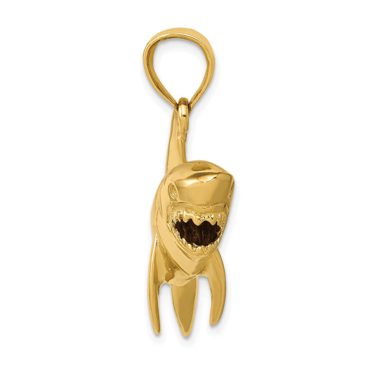 Lovely Rita's Pendants & Charms 14K Yellow Gold Solid Polished Finish 3-Dimensional Shark Charm Pendant