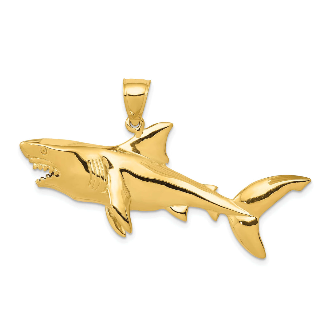 Lovely Rita's Pendants & Charms 14K Yellow Gold Solid Polished Finish 3-Dimensional Shark Charm Pendant