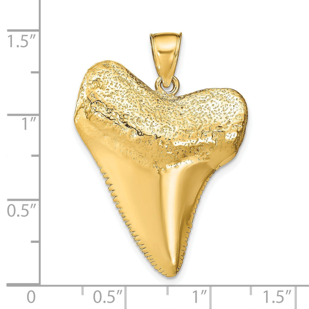 Lovely Rita's Pendants & Charms 14K Yellow Gold Solid Polished Finish 3-Dimensional Shark Tooth Charm Pendant