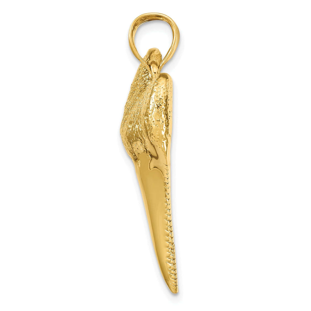 Lovely Rita's Pendants & Charms 14K Yellow Gold Solid Polished Finish 3-Dimensional Shark Tooth Charm Pendant