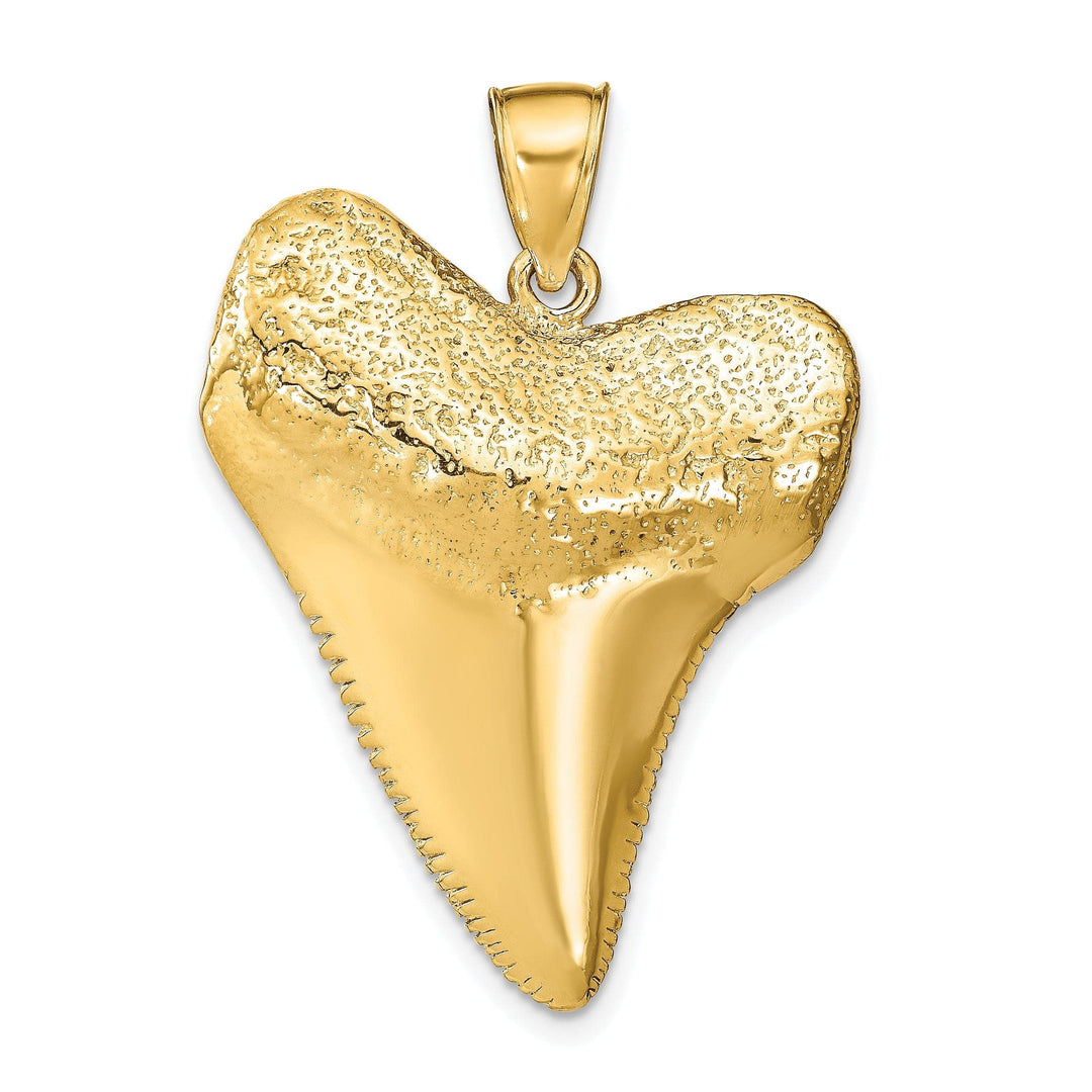 Lovely Rita's Pendants & Charms 14K Yellow Gold Solid Polished Finish 3-Dimensional Shark Tooth Charm Pendant