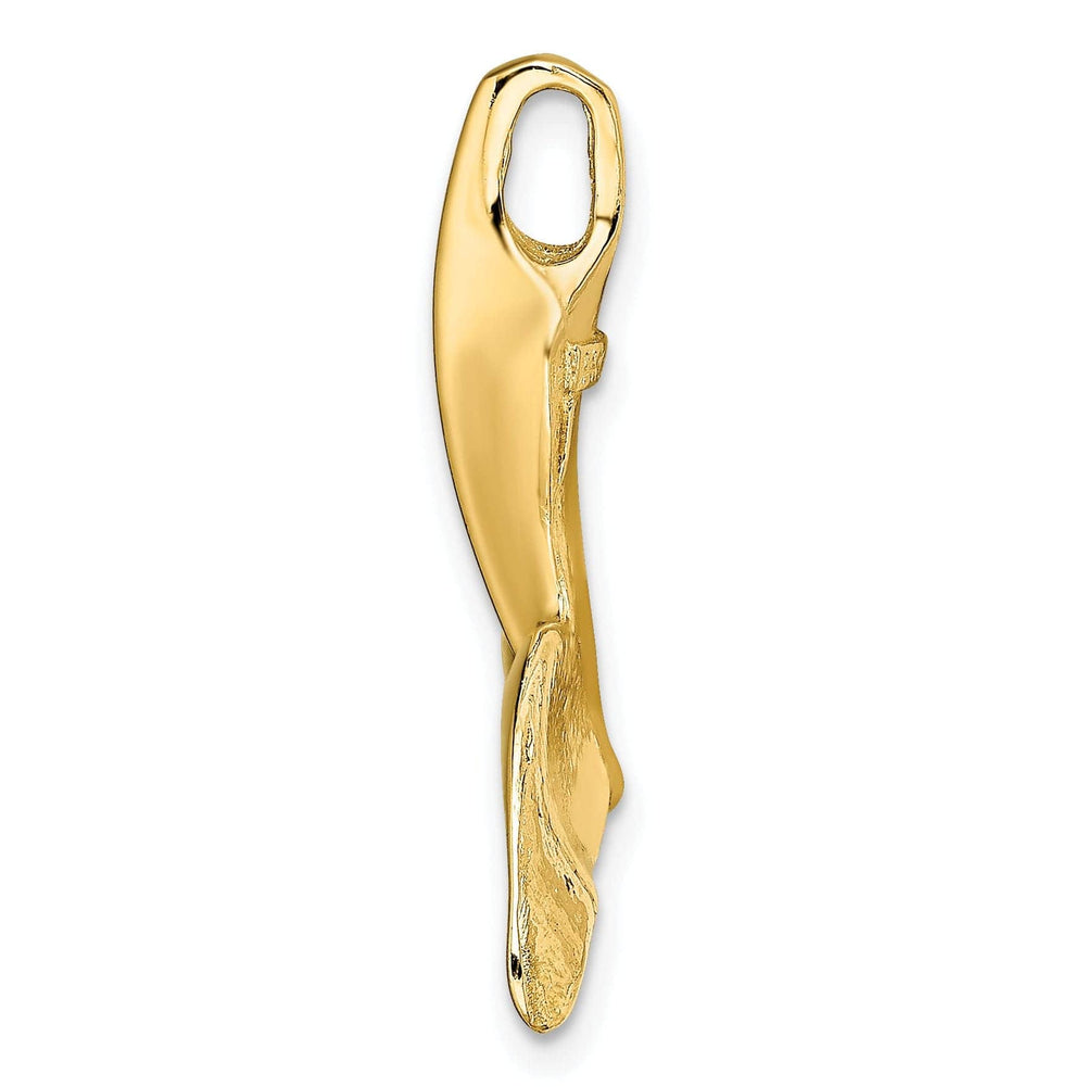 Lovely Rita's Pendants & Charms 14K Yellow Gold Solid Polished Finish 3-Dimensional Whale Tail Chain Slide Will not fit Omega Chain