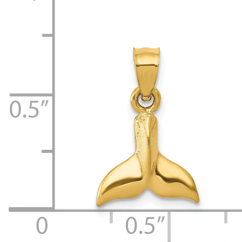 Lovely Rita's Pendants & Charms 14k Yellow Gold Solid Polished Finish 3-Dimensional Whale Tail Slide Pendant will not fit Omega Chain