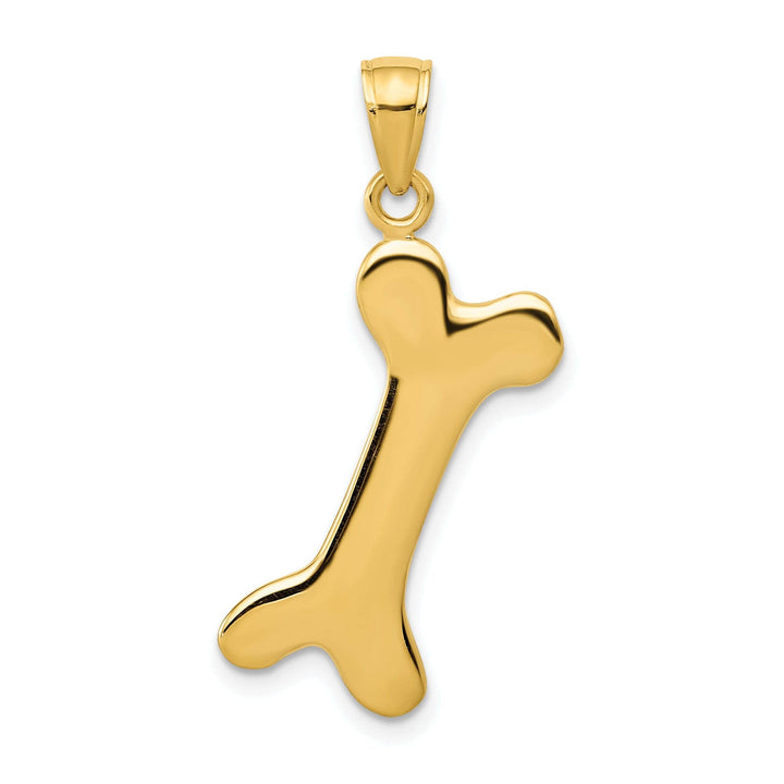 Lovely Rita's Pendants & Charms 14k Yellow Gold Solid Polished Finish 3-Dimentional Dog Bone Charm Pendant