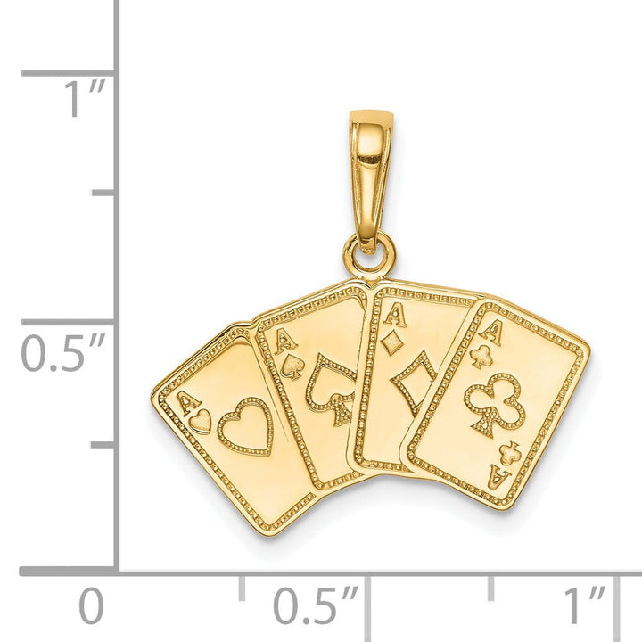 Lovely Rita's Pendants & Charms 14k Yellow Gold Solid Polished Finish 4-Aces Playing Cards Charm Pendant