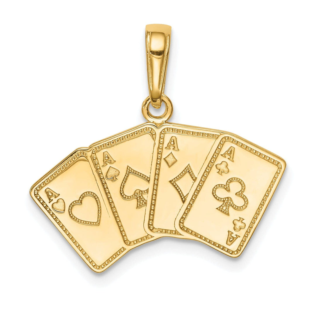 Lovely Rita's Pendants & Charms 14k Yellow Gold Solid Polished Finish 4-Aces Playing Cards Charm Pendant