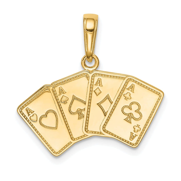 Lovely Rita's Pendants & Charms 14k Yellow Gold Solid Polished Finish 4-Aces Playing Cards Charm Pendant