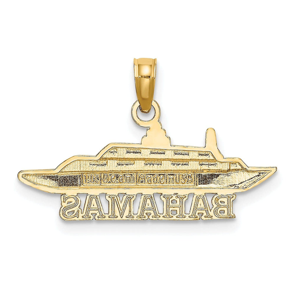 Lovely Rita's Pendants & Charms 14k Yellow Gold Solid Polished Finish BAHAMAS Under Cruise Ship Charm Pendant