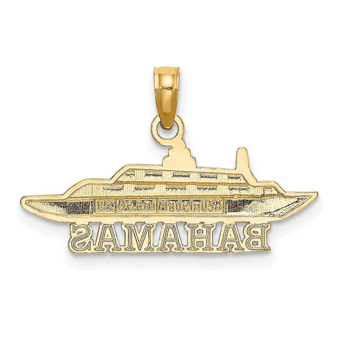 Lovely Rita's Pendants & Charms 14k Yellow Gold Solid Polished Finish BAHAMAS Under Cruise Ship Charm Pendant