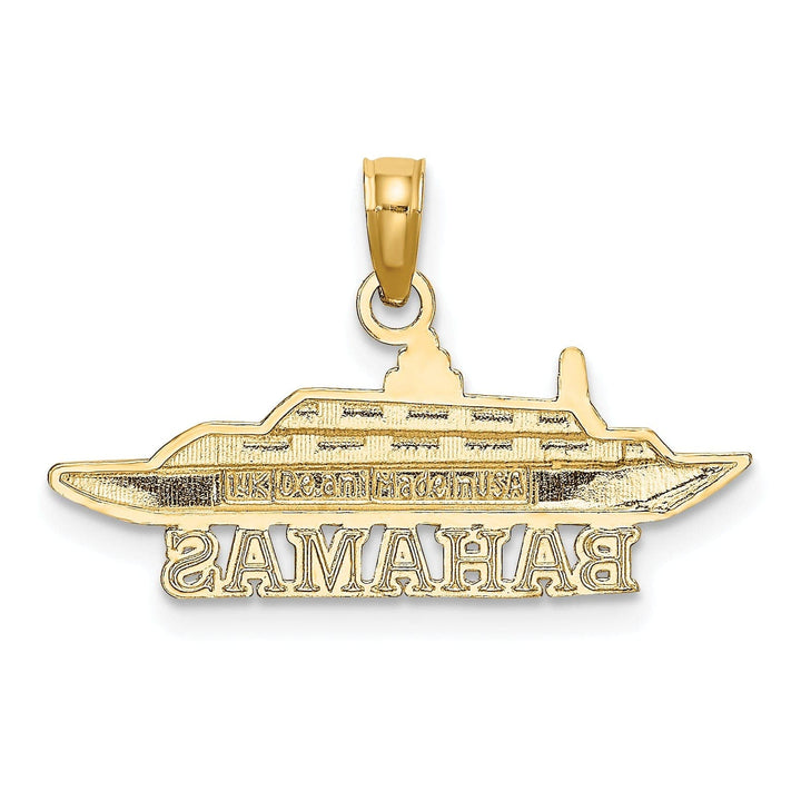 Lovely Rita's Pendants & Charms 14k Yellow Gold Solid Polished Finish BAHAMAS Under Cruise Ship Charm Pendant