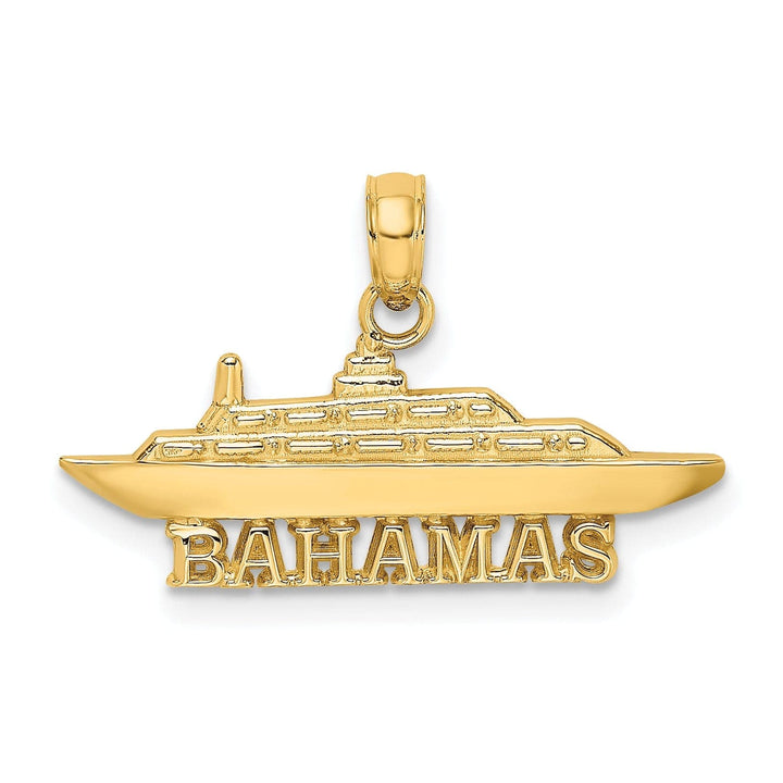 Lovely Rita's Pendants & Charms 14k Yellow Gold Solid Polished Finish BAHAMAS Under Cruise Ship Charm Pendant