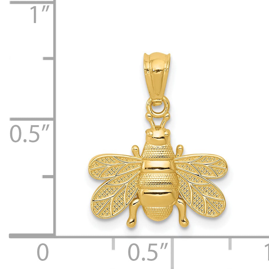 Lovely Rita's Pendants & Charms 14k Yellow Gold Solid Polished Finish Bumble Bee Pendant