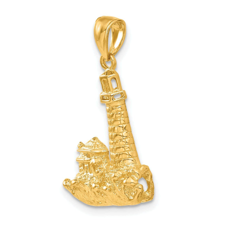 Lovely Rita's Pendants & Charms 14k Yellow Gold Solid Polished Finish Cape Cod Lighthouse Pendant