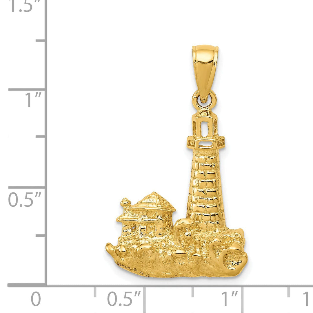 Lovely Rita's Pendants & Charms 14k Yellow Gold Solid Polished Finish Cape Cod Lighthouse Pendant