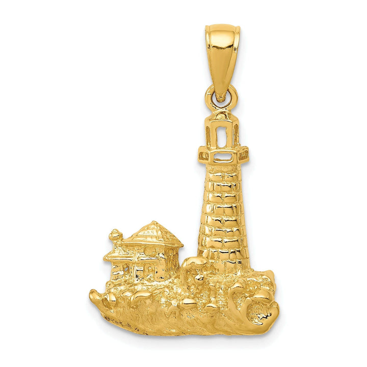Lovely Rita's Pendants & Charms 14k Yellow Gold Solid Polished Finish Cape Cod Lighthouse Pendant