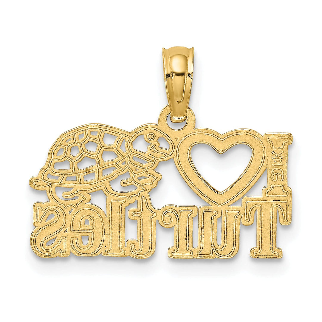 Lovely Rita's Pendants & Charms 14k Yellow Gold Solid Polished Finish Casted I HEART TURTLES Charm Pendant