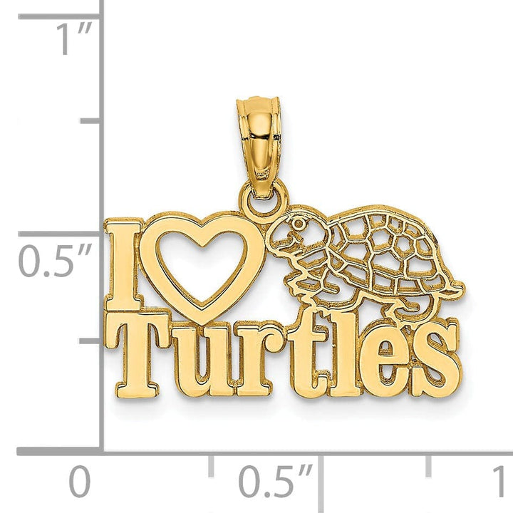 Lovely Rita's Pendants & Charms 14k Yellow Gold Solid Polished Finish Casted I HEART TURTLES Charm Pendant