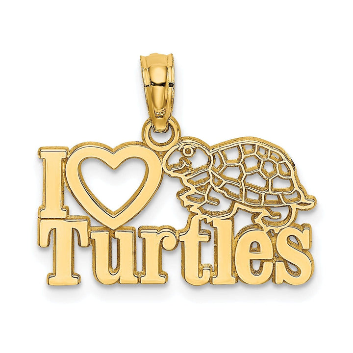 Lovely Rita's Pendants & Charms 14k Yellow Gold Solid Polished Finish Casted I HEART TURTLES Charm Pendant