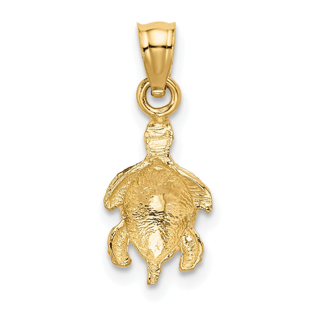 Lovely Rita's Pendants & Charms 14k Yellow Gold Solid Polished Finish Casted Open Back Diamond-cut Turtle Charm Pendant