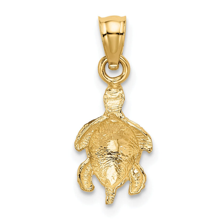 Lovely Rita's Pendants & Charms 14k Yellow Gold Solid Polished Finish Casted Open Back Diamond-cut Turtle Charm Pendant