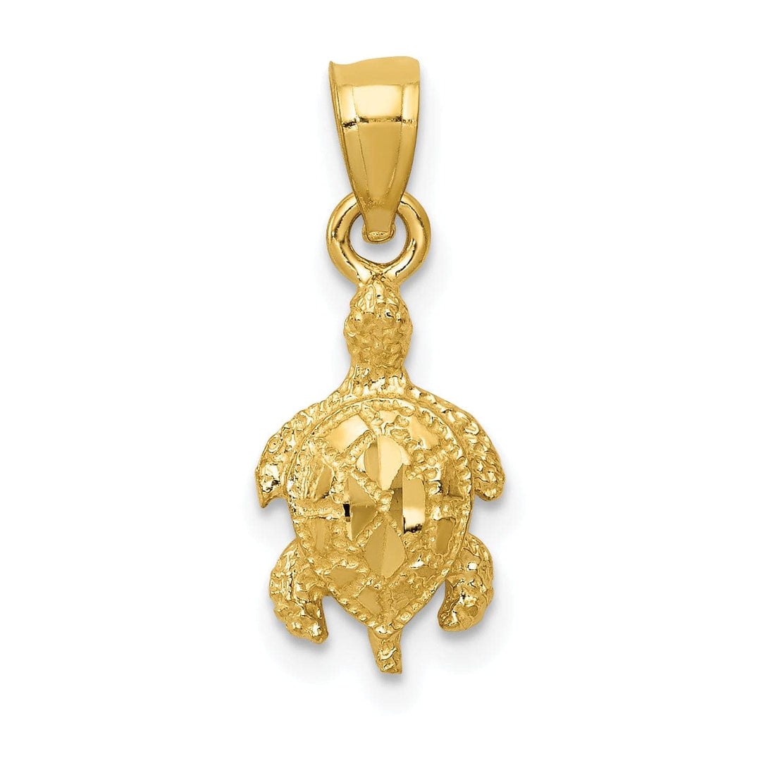 Lovely Rita's Pendants & Charms 14k Yellow Gold Solid Polished Finish Casted Open Back Diamond-cut Turtle Charm Pendant