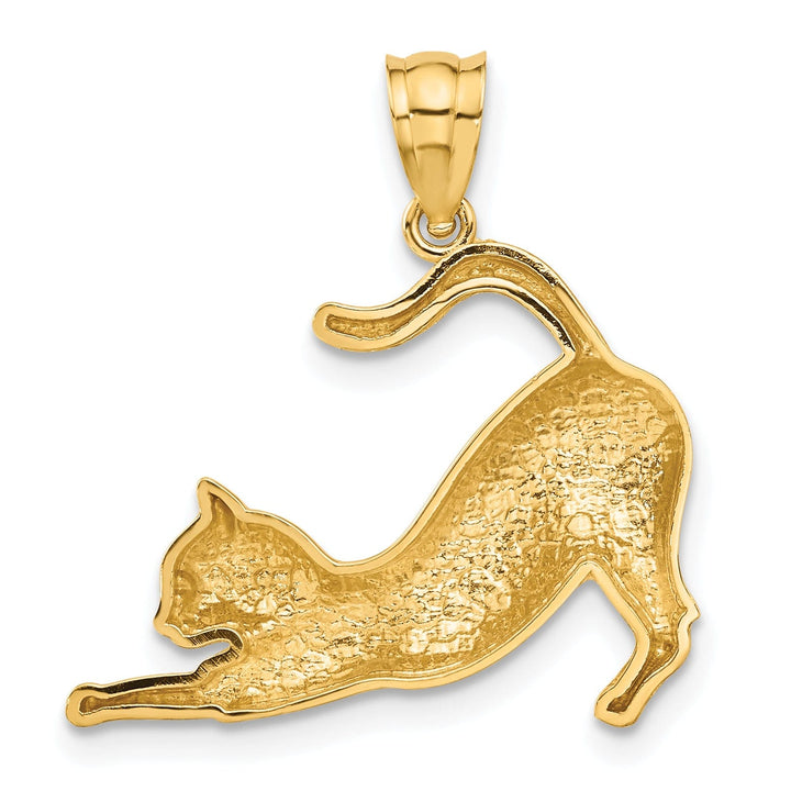 Lovely Rita's Pendants & Charms 14k Yellow Gold Solid Polished Finish Cat Stretching Charm Pendant