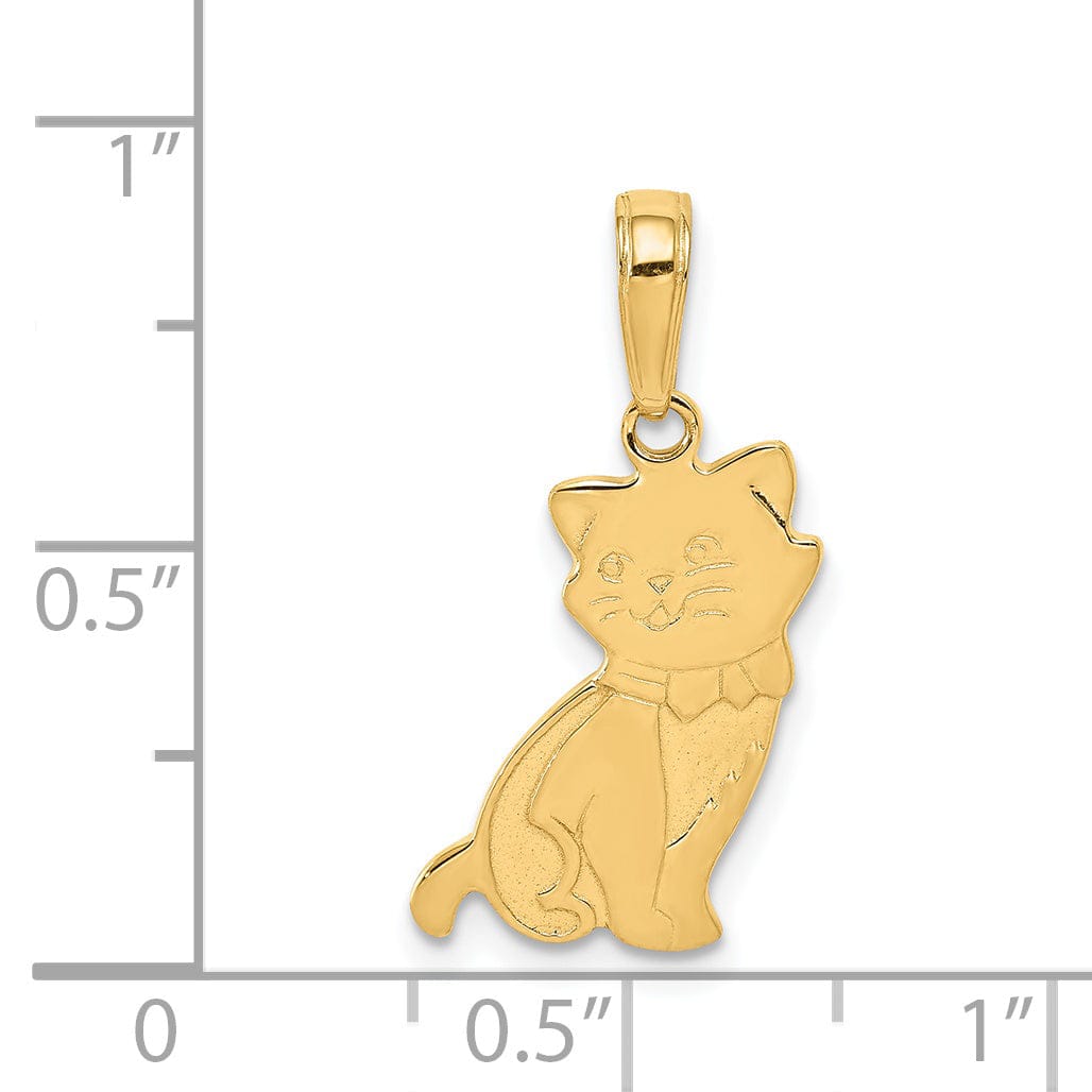 Lovely Rita's Pendants & Charms 14k Yellow Gold Solid Polished Finish Cats Sitting Charm Pendant