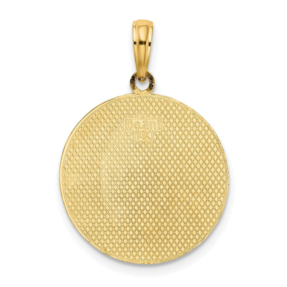 Lovely Rita's Pendants & Charms 14K Yellow Gold Solid Polished Finish Circle Design Engraveable Oval Center Pendant