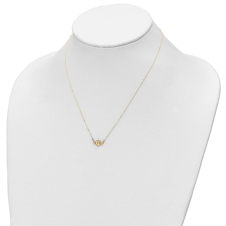 Lovely Rita's Pendants & Charms 14K Yellow Gold Solid Polished Finish Claddagh Pendant Design in a 17-inch Cable Chain Necklace Set