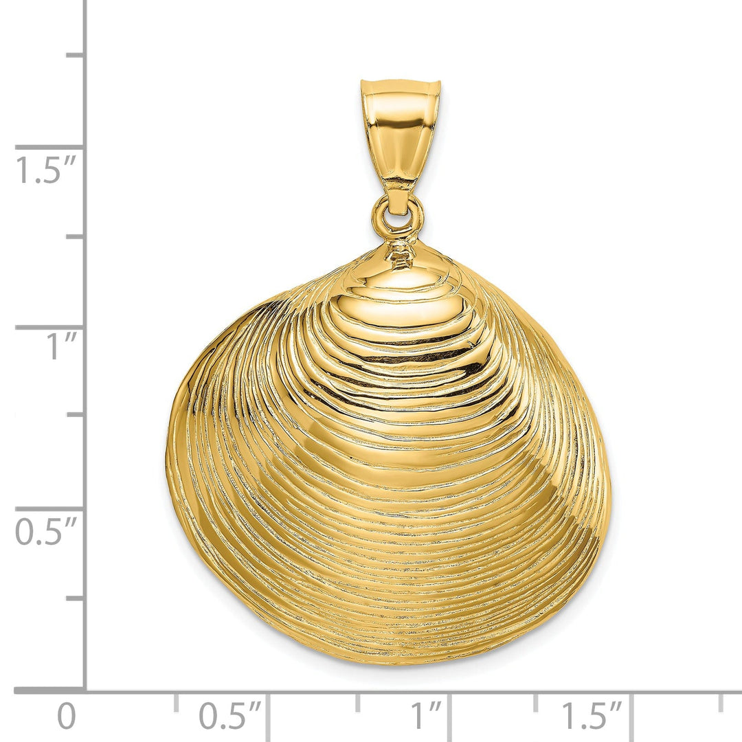 Lovely Rita's Pendants & Charms 14K Yellow Gold Solid Polished Finish Clam Shell Charm Pendant