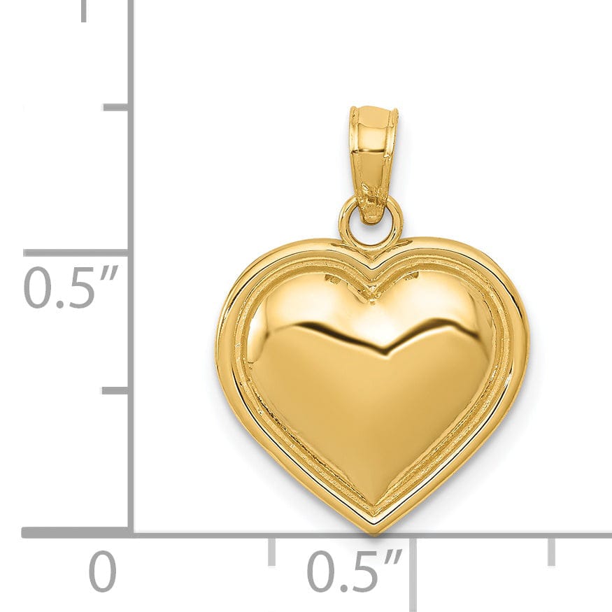 Lovely Rita's Pendants & Charms 14k Yellow Gold Solid Polished Finish Concave Domed Heart Shape Design Charm Pendant