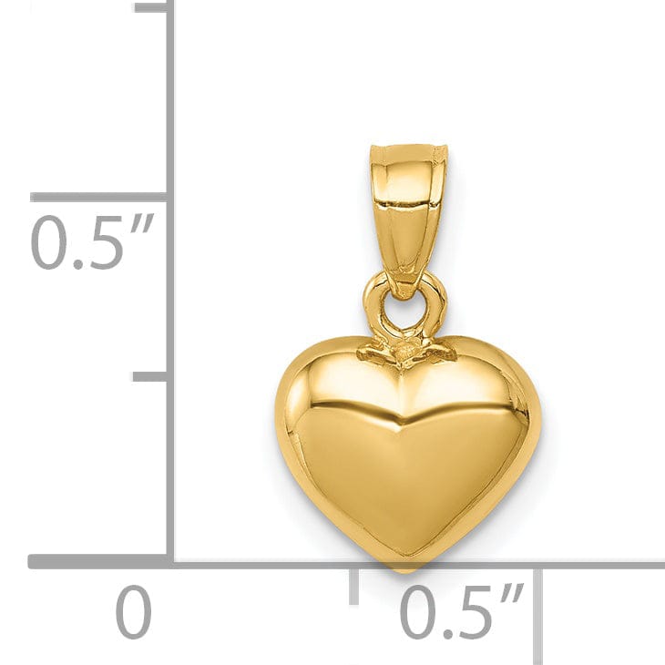 Lovely Rita's Pendants & Charms 14K Yellow Gold Solid Polished Finish Concave One sided Heart Design Charm Pendant