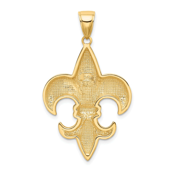 Lovely Rita's Pendants & Charms 14k Yellow Gold Solid Polished Finish Concave Shape Large Size Fleur-De-Lis Design Charm Pendant