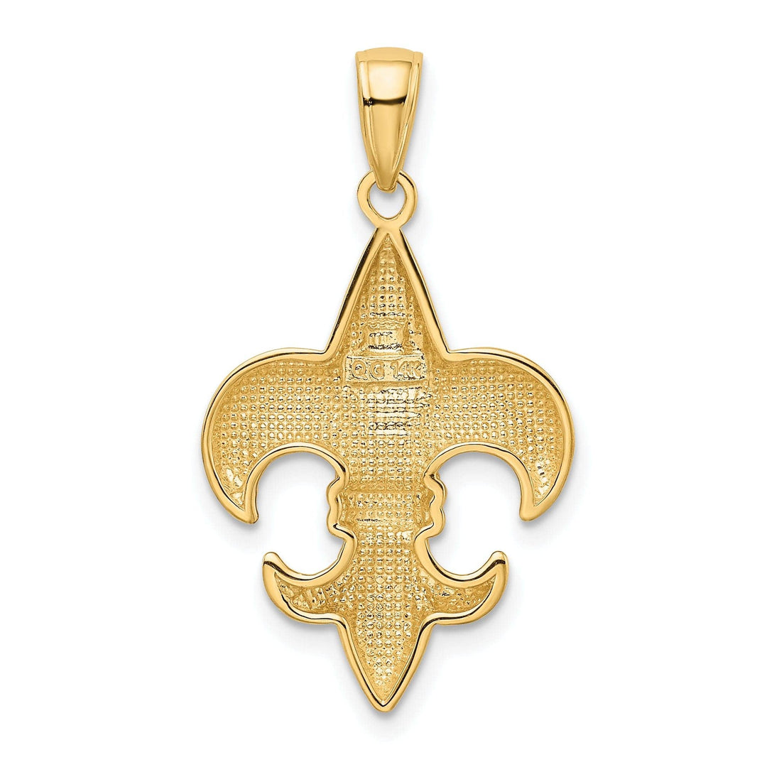 Lovely Rita's Pendants & Charms 14k Yellow Gold Solid Polished Finish Concave Shape Medium Size Fleur-De-Lis Design Charm Pendant