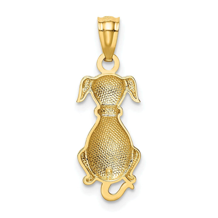 Lovely Rita's Pendants & Charms 14k Yellow Gold Solid Polished Finish Concave Shape Sitting Dog Charm Pendant