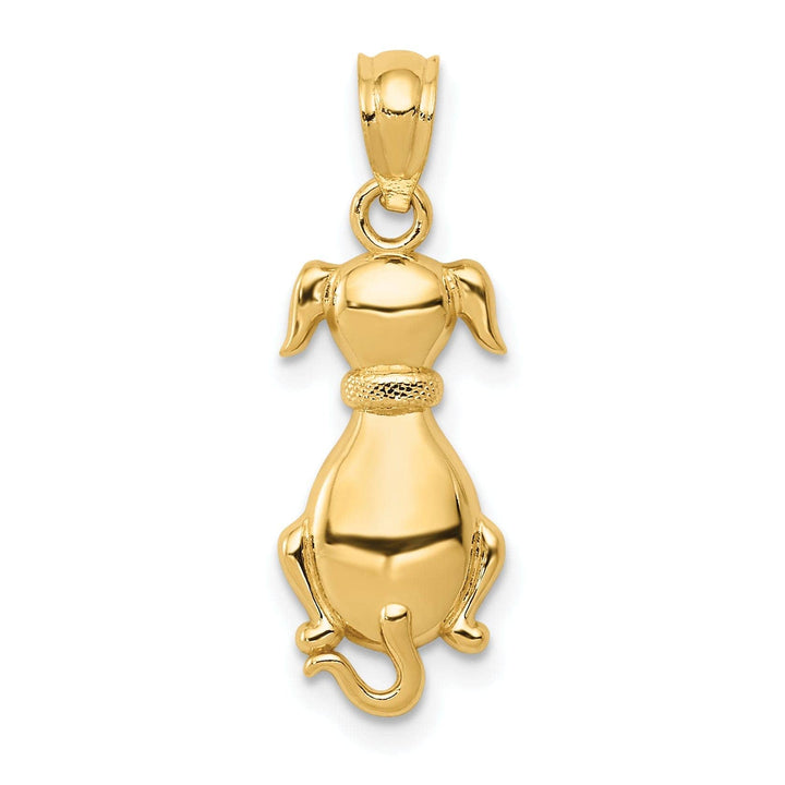 Lovely Rita's Pendants & Charms 14k Yellow Gold Solid Polished Finish Concave Shape Sitting Dog Charm Pendant