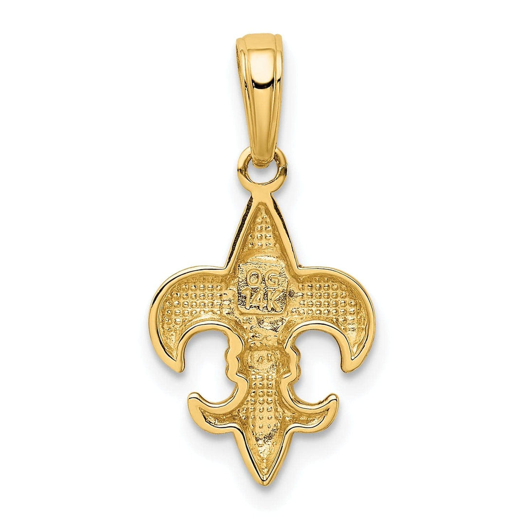 Lovely Rita's Pendants & Charms 14k Yellow Gold Solid Polished Finish Concave Shape Small Size Fleur-De-Lis Design Charm Pendant