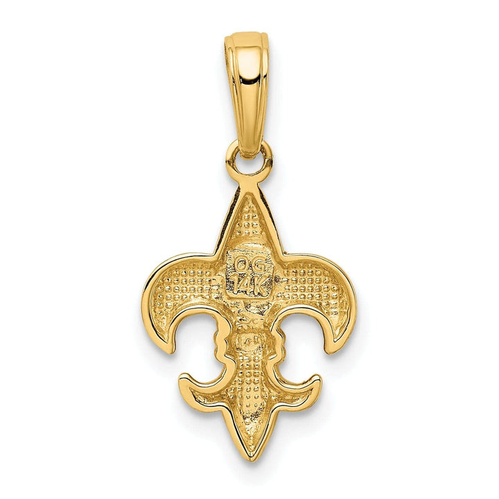 Lovely Rita's Pendants & Charms 14k Yellow Gold Solid Polished Finish Concave Shape Small Size Fleur-De-Lis Design Charm Pendant