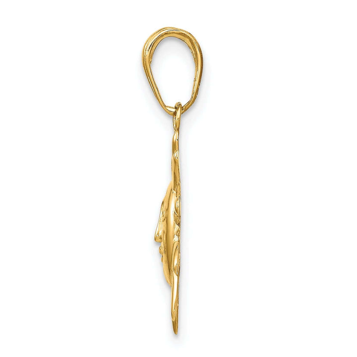 Lovely Rita's Pendants & Charms 14k Yellow Gold Solid Polished Finish Concave Shape Small Size Sun Smiling Face Charm Pendant