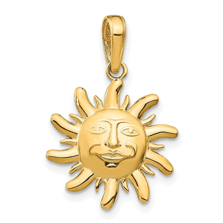 Lovely Rita's Pendants & Charms 14k Yellow Gold Solid Polished Finish Concave Shape Small Size Sun Smiling Face Charm Pendant